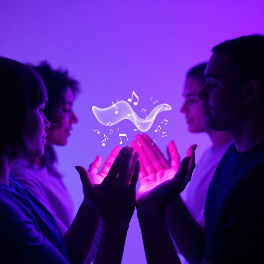 Persone che condividono onde sonore generate dall'AI